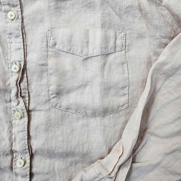 Anthropologie Maeve Womens Top Small Beige Linen Button Up Lagenlook Capsule - Picture 11 of 15